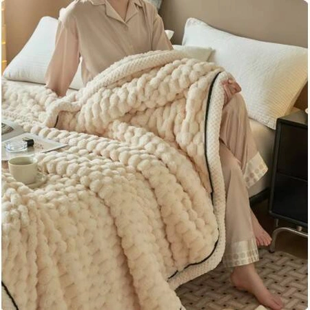 ECARLA koc gruby miękki, narzuta 180x200cm Kremowy KOC16