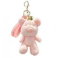 ECARLA brelok do kluczy pluszowy puchaty MIŚ z dzwoneczkiem Różowy BRL359R