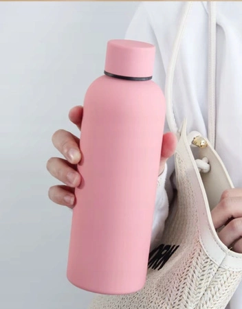 ECARLA bidon ze stali nierdzewnej, butelka termiczna 500ml Brudny Róż BD46R