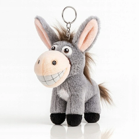 ECARLA brelok do kluczy pluszowy OSIOŁEK z ogonkiem Szary BRL381SZ