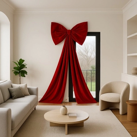 ECARLA Ozdoba Świąteczna kokarda welurowa Czerwona WOZ55