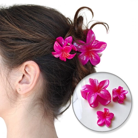 ECARLA zestaw spinek-klamer do włosów Kwiat XL +2 mini Fuksja SP389