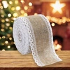 ECARLA taśma świąteczna wstążka 5,2cmx2m Beżowa taśma z białą koronką KSN129