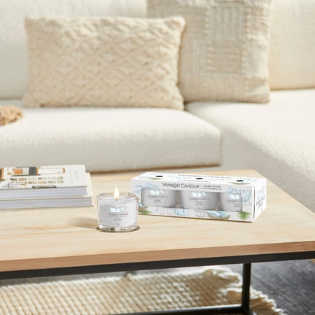 YANKEE CANDLE Signature Mini Zestaw 3 świec w słoiku CLEAN COTTON 3x37g