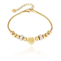 ECARLA bransoletka na rękę ze stali chirurgicznej pozłacanej Serce BST1521