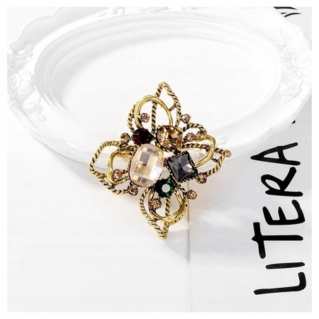 ECARLA broszka kryształowa z cyrkoniami Brązy BZ100