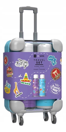 HISKIN Travel More zestaw w walizce Travel Set mydło i krem do rąk 2x75ml