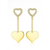 ECARLA kolczyki ze stali szlachetnej platerowanej złotem wiszące SERCA KST3460