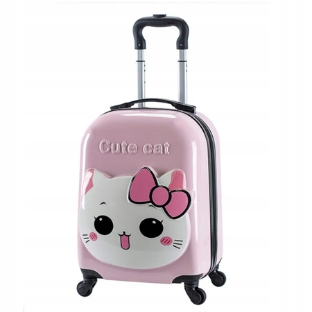 ECARLA walizka kabinowa dla dzieci Cute Cat Różowa WP06