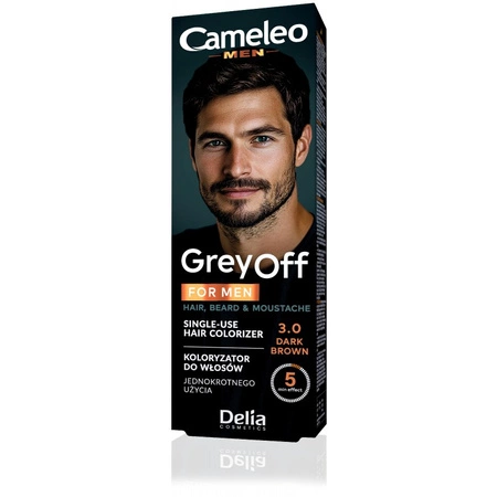 DELIA Cameleo Men Grey Off farba do włosów, wąsów i brody w saszetce 3,0 Dark Brown 2x15ml