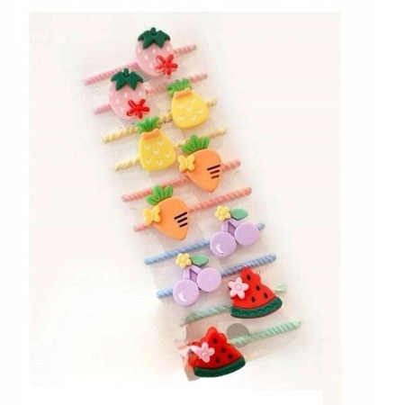 ECARLA zestaw gumek-frotek do włosów Owoce warzywa matowe GUM150 10szt