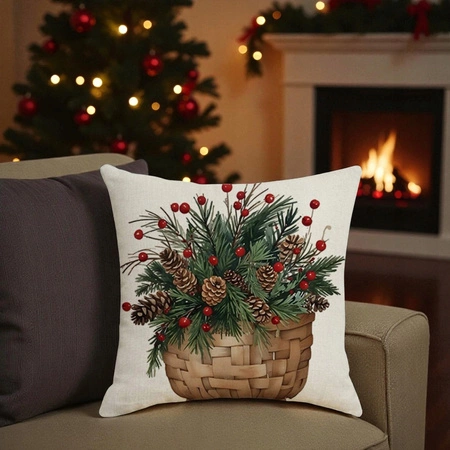 ECARLA Zima Świąteczna poszewka na poduszkę Boho 45x45 KOSZ POD251