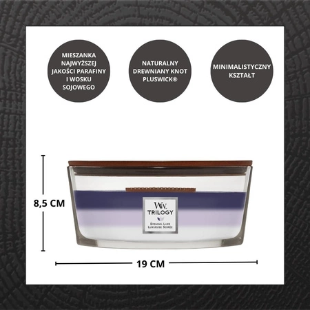 WOODWICK Hearthwick Trilogy świeca w słoiku elipsa EVENING LUXE 453g