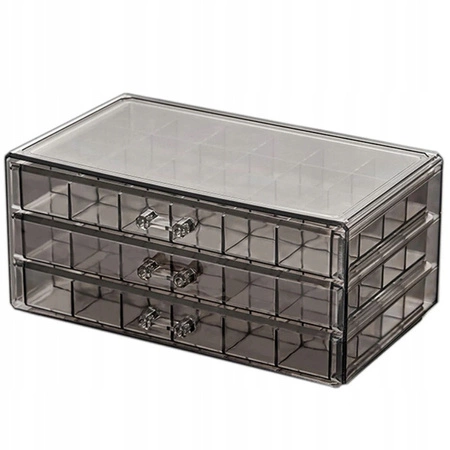 ECARLA organizer szkatułka na kosmetyki biżuterię 3 szuflady, 72 przegródki PD159CZ