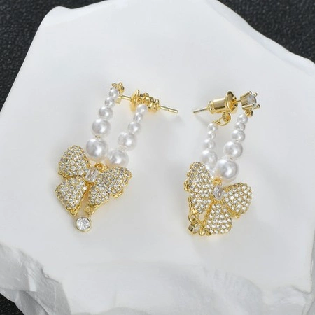 ECARLA kolczyki ze stali szlachetnej platerowanej 14k złotem KOKARDKA KST3342