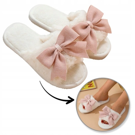 ECARLA kapcie ocieplane, antypoślizgowe z Kokardą rozmiar 39 PAN06R39