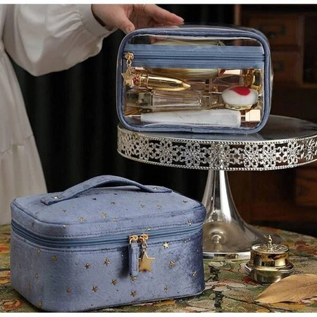 ECARLA kuferek kosmetyczka 2w1 rozkładana, niebieska KS97N