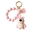 ECARLA brelok do kluczy Miś z koralikami Różowy BRL366R