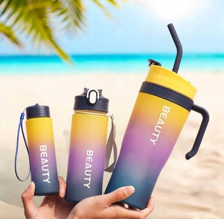 ECARLA butelka na wodę zestaw 3szt Ombre Żółty z Granatem BD13WZ1