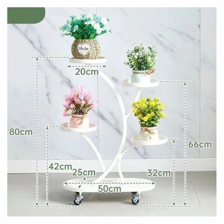 ECARLA kwietnik stojak na kwiaty metalowy na kółkach 50x25x80cm SZ43B