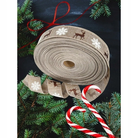 ECARLA taśma świąteczna wstążka 5cmx 2m Bożonarodzeniowa KSN134