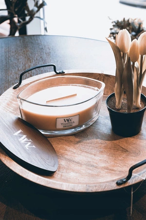 WOODWICK Core Hearthwick świeca w słoiku elipsa WHITE TEAK 453g