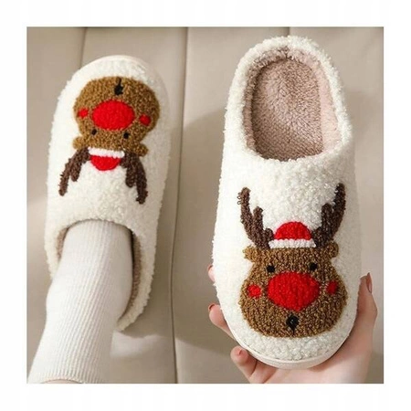 ECARLA kapcie świąteczne, ciepłe, rozmiar 38 Renifer PAN02R38