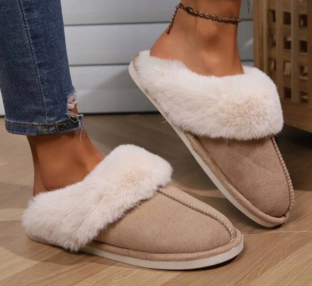 ECARLA kapcie ocieplane z futerkiem, antypoślizgowe , rozmiar 39 PAN01R39