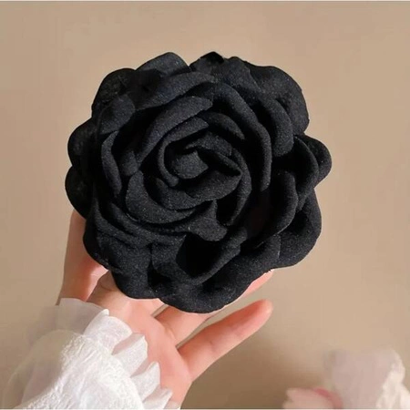 ECARLA spinka-klamra do włosów Kwiat z tkaniny Czarna SP288CZ