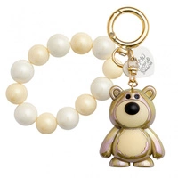 ECARLA brelok do kluczy Miś z koralikami Kremowy BRL366K