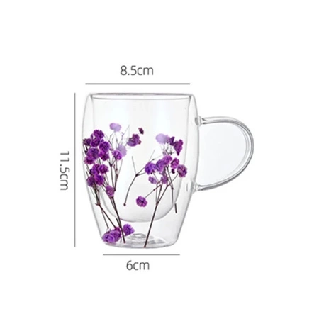 ECARLA szklanka termiczna z podwójnym dnem i kwiatami w środku 300ml SZK93 200ml