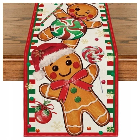 ECARLA Boże Narodzenie bieżnik na stół świąteczny 180x33cm Pierniczki BZK09