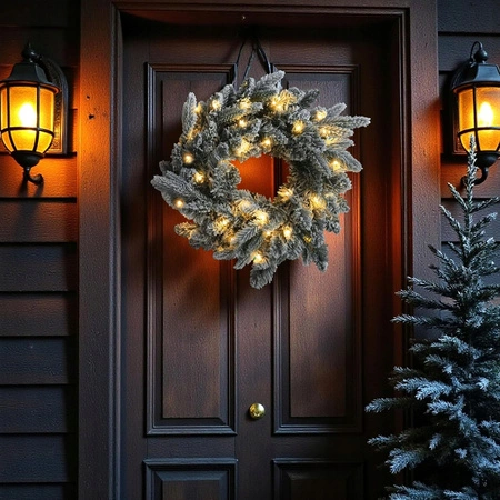 ECARLA girlanda świąteczna wieniec ozdobny na drzwi ze światełkami LED WSN30
