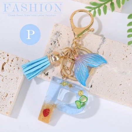 ECARLA brelok do kluczy LITERKA P Morski Ogon Syreny, Muszelki BRL353P