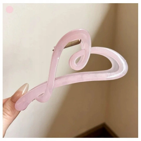 ECARLA spinka do włosów XL Serce transparentna 12x5cm Różowa SP371