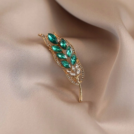 ECARLA broszka zielony KŁOS z cyroniami BZ214