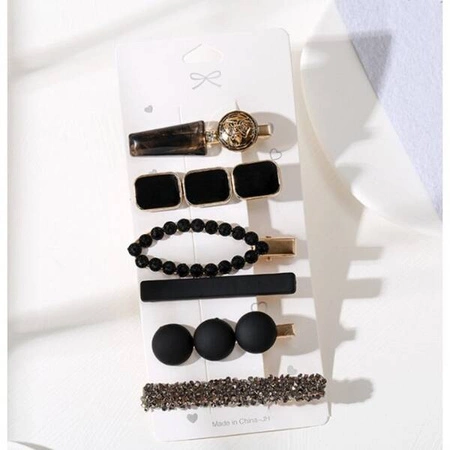 ECARLA zestaw eleganckich wsuwek do włosów Czarne SP255CZ 6szt