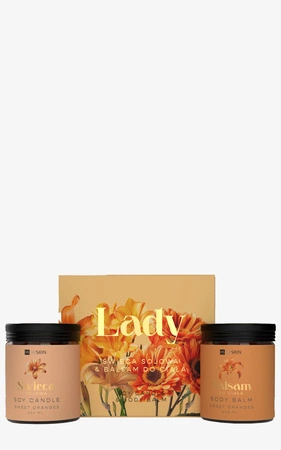 HISKIN Lady Sweet Oranges zestaw [świeca sojowa + balsam do ciała] 2x200ml