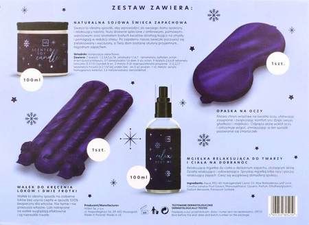 HISKIN Na Dobrą Noc zestaw relaksacyjny (świeca, mgiełka, wałek, okulary)