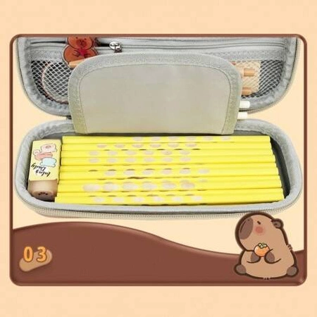 ECARLA piórnik wielofunkcyjny jednokomorowy Capy Bara Brąz PR13