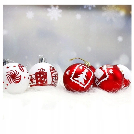 ECARLA komplet bombek bożonarodzeniowych Czerwone Białe BSN35 16szt