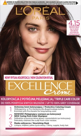 LOREAL Excellence Creme farba do włosów 4.15 Mroźny Brąz
