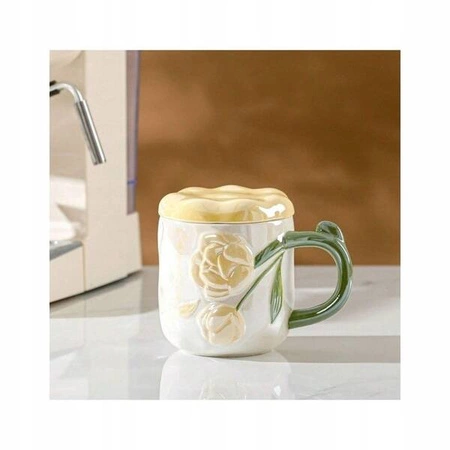 ECARLA kubek perłowy z pokrywką żółty KB02ZO 450ml