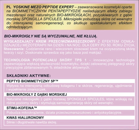 DAX Yoskine Mezo Peptide Expert krem przeciwzmarszczkowy wygładzający 50+ 50ml
