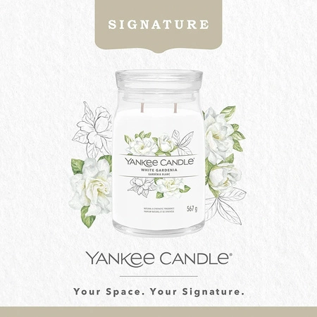 YANKEE CANDLE Signature Duża świeca w słoiku WHITE GARDENIA 567g