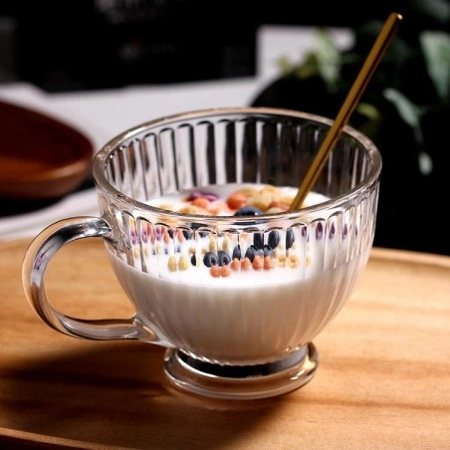 ECARLA zestaw szklanek, filiżanek ryflowanych dużych 430ml Bezbarwne SZK150