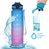 ECARLA butelka na wodę z miarką i słomką 1l Ombre Niebieski z Fuksją BD18 