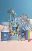 HISKIN Kids Summer Set zestaw do kąpieli + kolorowaanki z kredkami Niebieski
