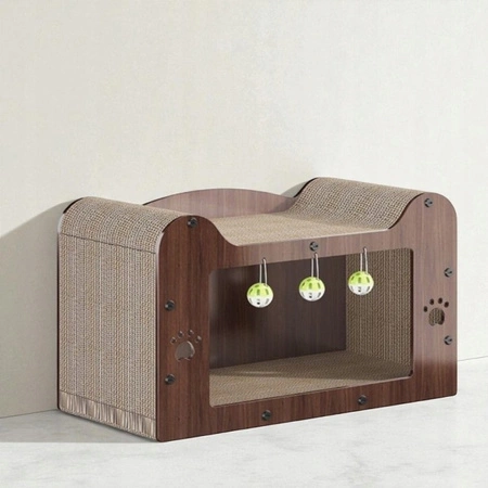 ECARLA drapak dla kota legowisko drewniano jutowe 47x22x27cm KOT25