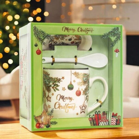 ECARLA kubek świąteczny ze spodkiem i łyżeczką w pudełku KB16WZ1 400ml